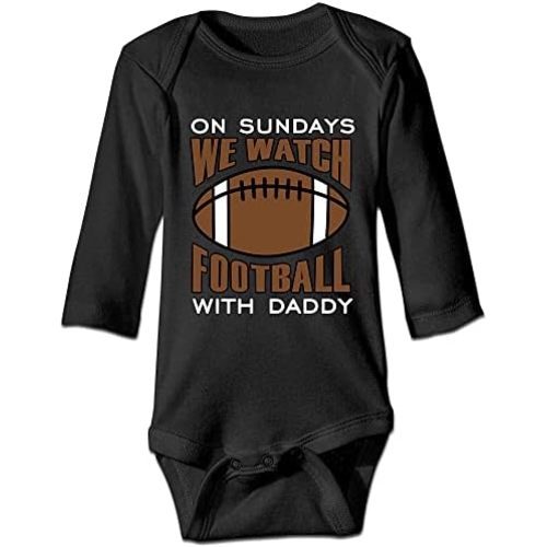 DOQOSESHY On Sundays We Watch Football with Daddy Unisex Baby Bodysuit Toddler Jumpsuit