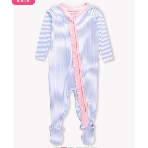 Ruffle One Piece Footie Pajama, Bamboo Viscose