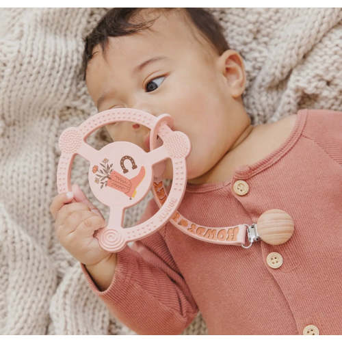 Howdy teething ring clip