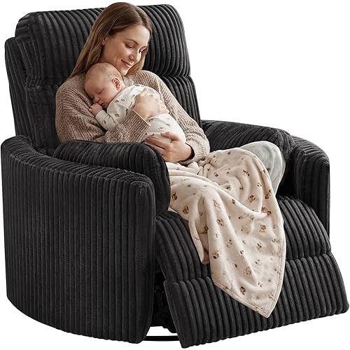 SUNWAVE 40" Oversized Power Nursery Rocking Recliner Barrel Chair