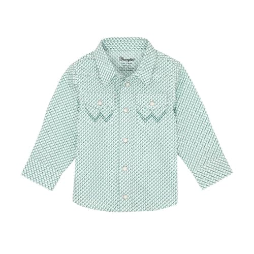 Wrangler Baby Boy Long Sleeve Western Snap Shirt - White & Teal