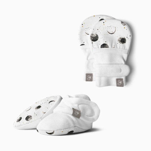 Goumi Kids Stay on Baby Mitts + Boots Bundle - Many Moons, 0-3 M