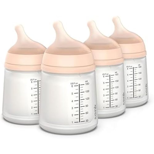 Suavinex Zero Zero Anti Colic Baby Bottle, No 1 Spanish Baby Bottle Brand, Minimizes Bottle Rejection & Nipple Confusion, Perfect for Combo Feeding, 2pk, 6oz/180mL, Fair Tone, Adaptable Flow Nipple