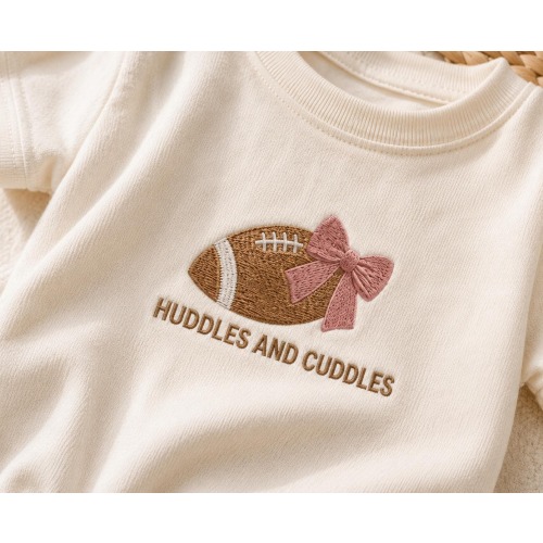 Huddles And Cuddles Football Embroidered Romper Baby Girl Game Day Outfit Sports Baby Bodysuit Baby Shower Gift Baby Gift