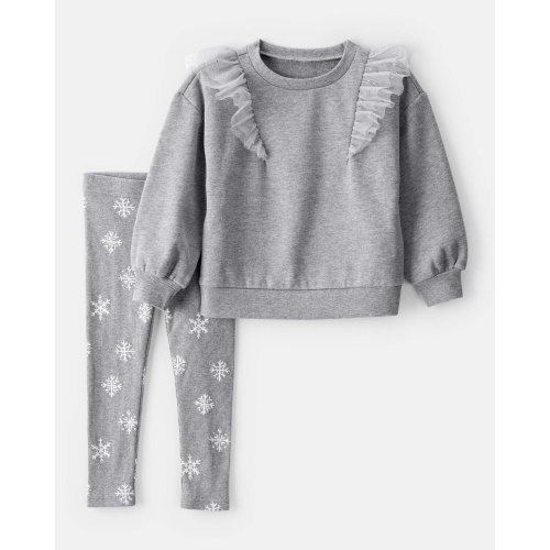 Toddler Girl 2-Piece DayDream Fleece Snowflake Print Long-Sleeve Tee & Pant Set - Carter's | Carter's