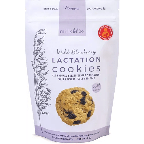 MilkBliss Wild Blueberry Soft Baked Oatmeal Lactation Cookies for Breastfeeding Support to increase Breastmilk Supply, 12 OZ
