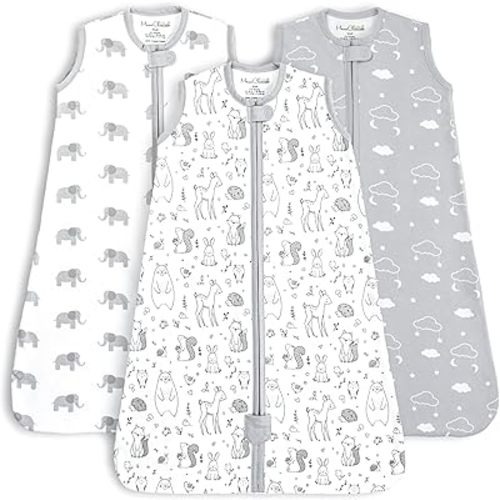 Organic Cotton Baby Wearable Blanket 0.5 TOG Sleep Sack 6-12 Months 3-Pack