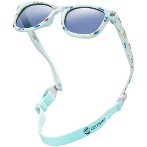 COCOSAND Flexible Polarized Baby Sunglasses with Strap UV Protection for Toddler Infant Girl Boy Age 0-24 Months