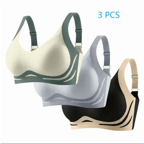 3 Pack Jelly Bras for Women No Underwire Bralette Wireless Comfortable Support Bras, L