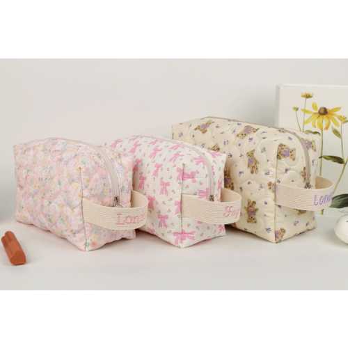 Personalized Quilted Cosmetic Bag, Custom Makeup Bag, Diaper Pouch, Floral Travel Toiletry Bag, Pencil Pouch, Bridesmaid Gifts, Handmade