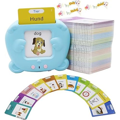 MAYAPHILOS German and English Bilingual Pocket Speech with 510 Sight Words, German Language Learning Toys for Kids, Audible Talking Flashcards, Toddlers' Sensory Preschool Educational Birthday Gifts
