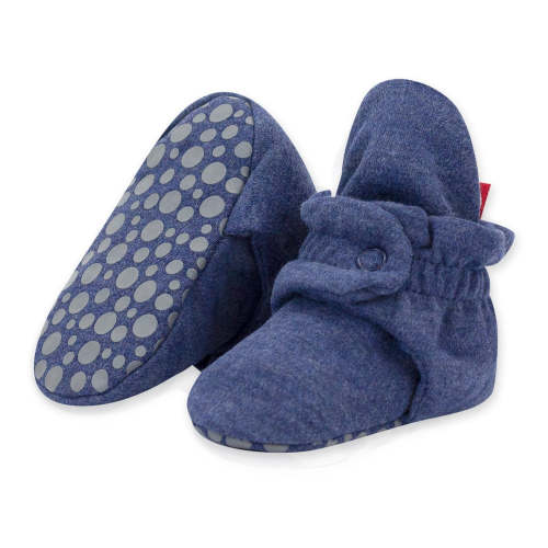 Organic Cotton Gripper Baby Booties - Heather Navy – Zutano
