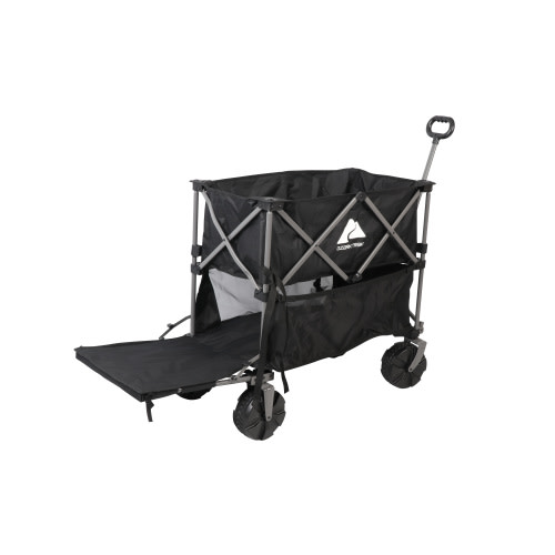 Double Decker Folding Wagon with Extension Handle, Black, Ozark