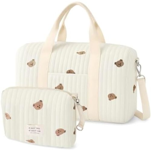 Hospital Bag for Women Labor Delivery, Baby Hospital Bag, Tote Diaper Bag, Baby Travel Maternity, Cotton Quilted Duffle