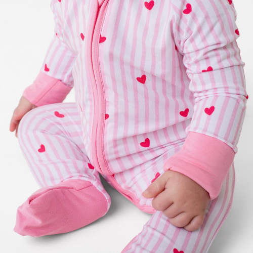 Tiny Hearts Pink Zip Romper