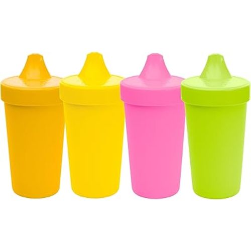 Re-Play Sippy Cups for Toddlers - 10 Oz. Reusable Spill Proof Cups for Kids, Dishwasher/Microwave Safe - Made in USA - Set of 4-3.13" x 6.25" - Tulip