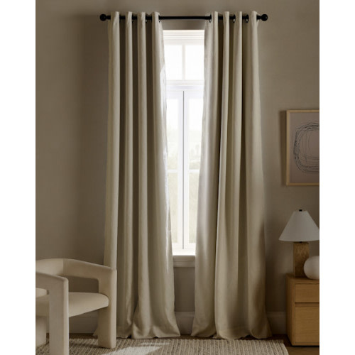 European Linen Grommet True Blackout Curtain in Ivory