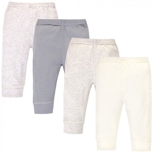 Touched by Nature Baby and Toddler Organic Cotton Pants 4pk, Heather Gray Oatmeal, 0-3 Months