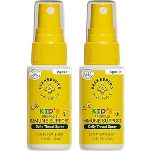 Beekeeper's Naturals Kids Propolis Throat Spray 95% Bee Propolis Extract - Natural Immune Support & Sore Throat Relief, Antioxidants & Gluten-Free, 1.06 oz (Pack of 2)