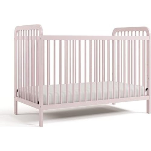 Storkcraft Pasadena Convertible Crib (Blush) – GREENGUARD Gold Certified, 100% Solid Wood, Fits Standard Crib Mattress, Converts to Toddler Bed and Daybed, 4 Adjustable Mattress Heights