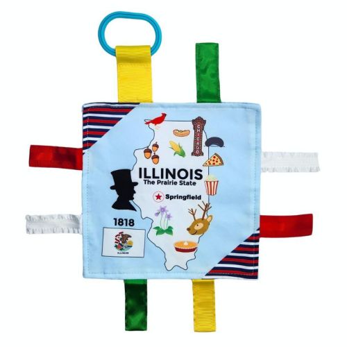 Baby Jack The Learning Lovey Illinois State Baby Tag Crinkle Square Toy That Teaches Facts 8" x 8"