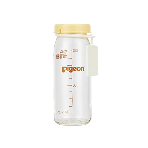 Pigeon Glass Bottle with Lid and Name Tag, Not Including Nipple, 3.38 Oz | Please Use It Under The Guidance of a Pediatrician
