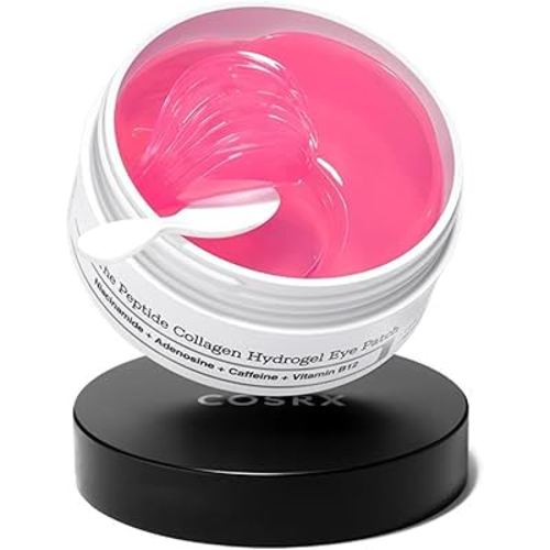 COSRX Pink Peptides Collagen Hydrogel Eye Patch for Puffy Eyes and Dark Circles, Under Eye Mask, 60 Under Eye Patches, Korean Skin Care - Stocking stuffers for women