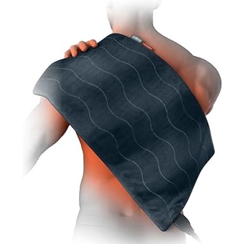 Pure Enrichment PureRelief Pro Far Infrared XL Heating Pad - Muscle Relief for Back, Neck, Shoulder, & Knee Pain in Athletes, 4 Heat Settings, Dry/Moist Heat, 12” x 24” Extra-Long Size (Iron Gray)