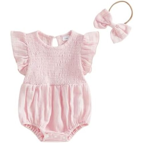 Baby Girl Summer Outfit Newborn Girl Bubble Romper Short Sleeve Jumpsuit Cute Infant Spring Clothing
