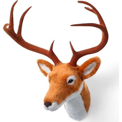 Arrowbash 13" Elk Deer Plush Stuffed Animal Wall Mount Deer Head Decor for Adult Christmas Winter Wall Home Decoration