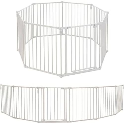 Toddleroo by North States - 3 In 1 Metal Superyard Baby Play Yard: 8 Panel Playpen, Gate, or Extra Wide Fence - Encloses Up to 19 Square Feet - 30 Inches Tall - Taupe