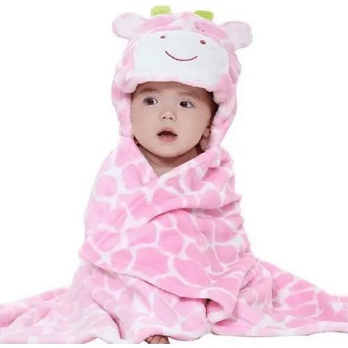 Vauwmsr Baby Hooded Blanket Ultra Soft Warm Newborn Infant Swaddle Wrap Bath Shower Towel, 25.6" x 39.4", Pink