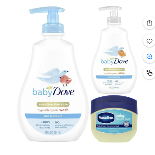 Baby Dove Paquete Hidratante y Vaseline, 3 Unidades