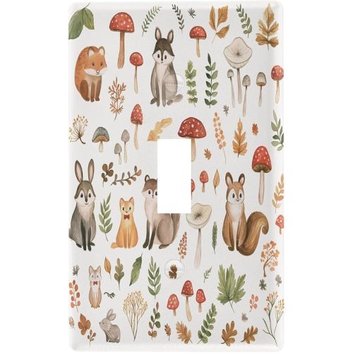 Blueangle Toggle Light Switch Wall Plate Cover - Cute Woodland Animals Light Switch Cover Decorative Outlet Cover Wall Plate, Size 1-Gang 4.53 x 2.76 Inch(191)