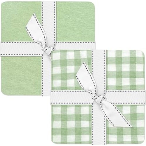 Butterblu Channing 2-Pack Organic Changing Pad Covers 100% Organic Cotton Soft Baby Nursery Diaper Changing Pad Fitted Sheets, Sage, One Size