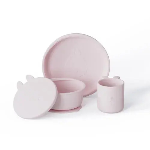My Pure 4 Piece Silicone Baby Feeding Set - Blush | Baby Bunting AU
