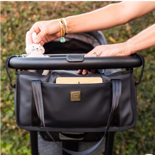 Wander Stroller Caddy in Black Matte Leatherette