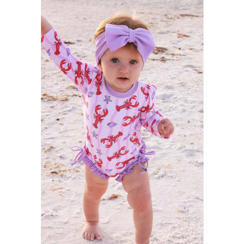 Long Sleeve Rash Guard With Ruffle Bottom | Pinch Me Pink
