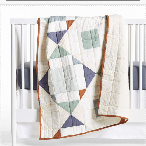 Heritage Blue 100% Organic Cotton Baby Crib Quilt