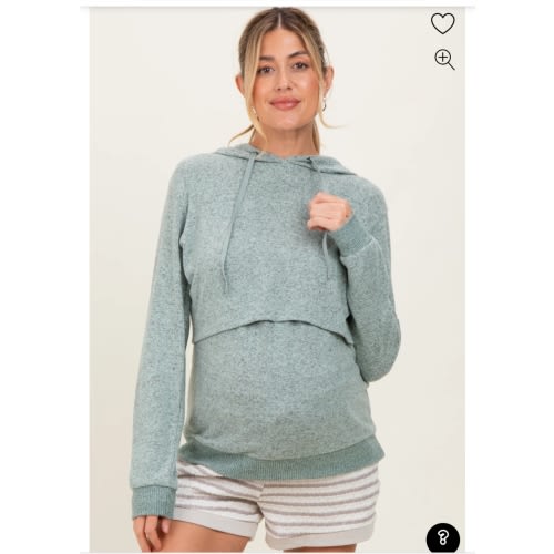 Mint Double Layer Long Sleeve Maternity Nursing Hoodie – PinkBlush