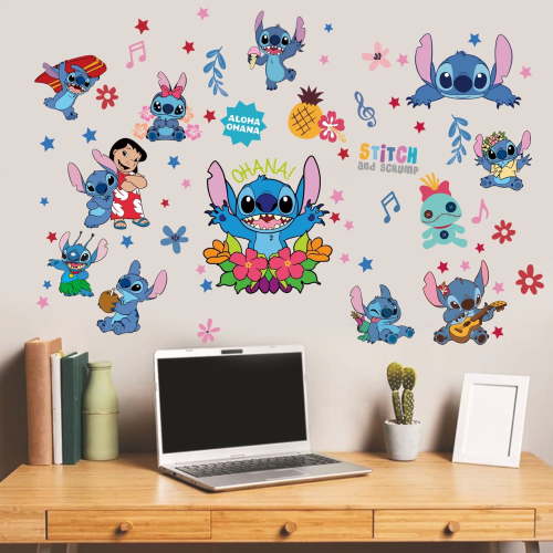Stitch Wall Stickers for Kids, Cartoon Character Stickers for Children Room, DIY Removable Stickers for Baby Kids Nursery Girls Boy Bedroom Living Room Playroom Wall Decoration（40X80CM)