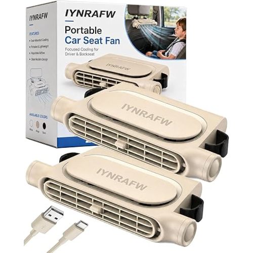 Car Seat Ac Fan for Drive & Backseat for Kids Portable Carseat Cooling Fans Rear Facing Mini Back Seat Headrest Quiet Neck Fan with 3 Adjustable Wind Speeds for All Cars Accessories Vehicle