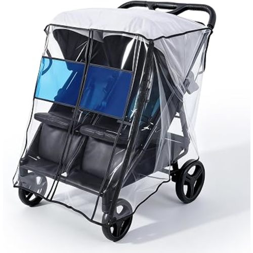 Universal Double Stroller Rain Cover, Easy Access, Durable, More Clear
