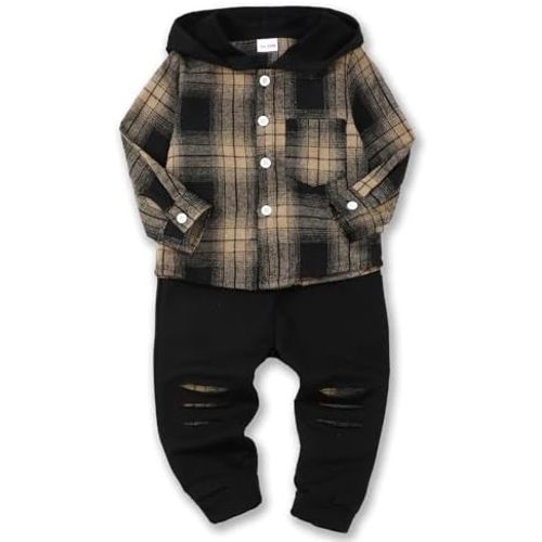Renotemy Toddler Infant Baby Boy Clothes Outfit Long Sleeve Hoodie Sweatshirt Casual Fall Winter Clothes Set for Toddler Boy