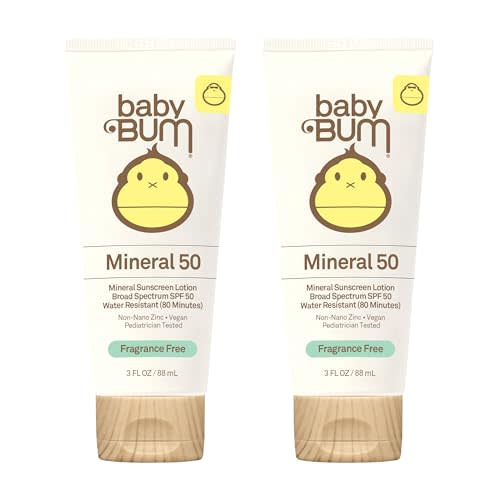Sun Bum Baby Mineral Sunscreen Lotion | SPF 50 | UVA, UVB Face and Body Protection | Fragrance Free Safe for Sensitive Skin | Travel Size | 3 Ounce | Pack of 2