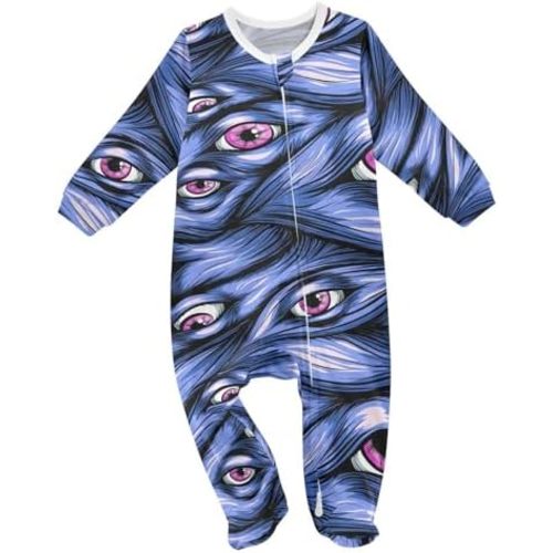Halloween Trees Bats Stars Baby One-Piece Footies Long Sleeve Rompers Pajamas Zip Front Pjs for Boy Girls kids 3M
