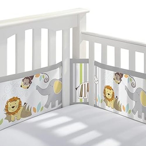 BreathableBaby Breathable Mesh Liner for Full-Size Cribs, Classic 3mm Mesh, Starlight (Size 4FS Covers 3 or 4 Sides)