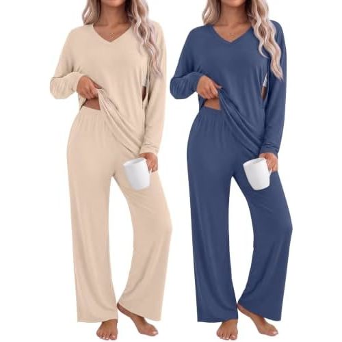 Locoowai 2 Pack Maternity Nursing Lounge Sets 2 Piece Outfits
