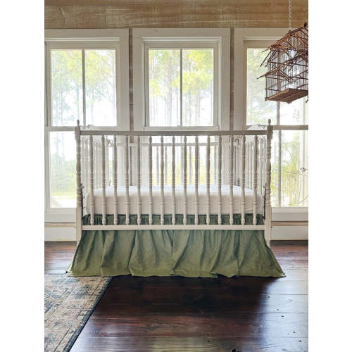 Pine Green Gingham Farmhouse Cotton Crib Skirt