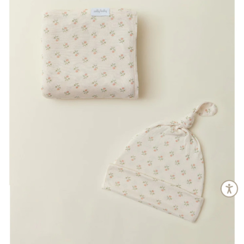 Blush Floret Swaddle + Hat Set